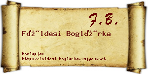Földesi Boglárka névjegykártya